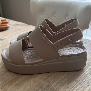 CROCS Women's Beige Platform Sandals